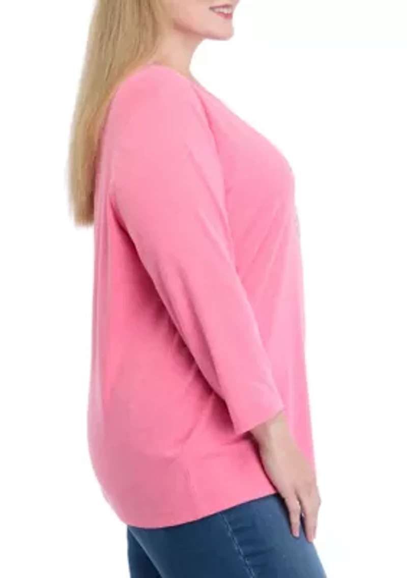 Plus 3/4 Sleeve Graphic T-Shirt