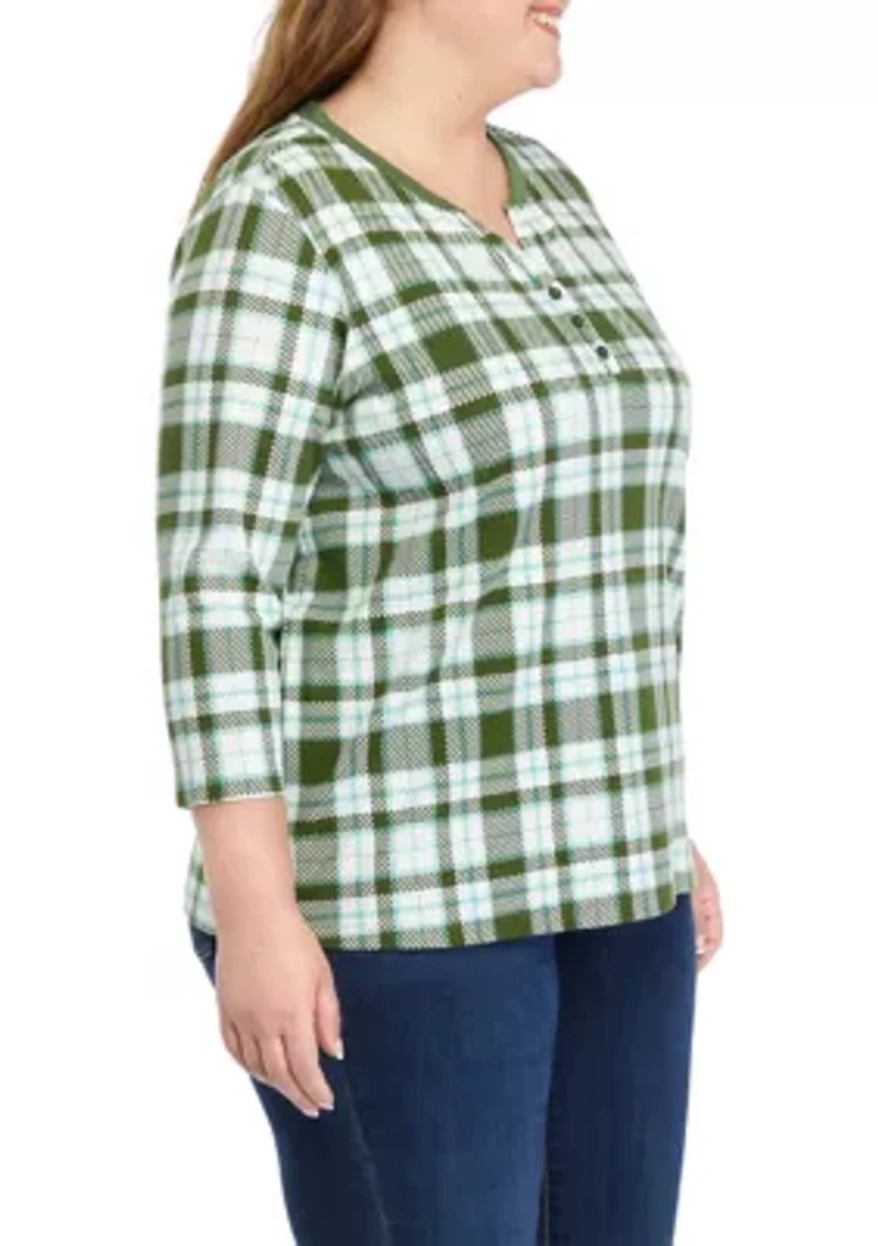 Plus Printed Henley Shirt