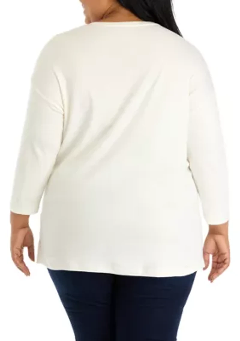 Plus 3/4 Drop Shoulder Tunic Top