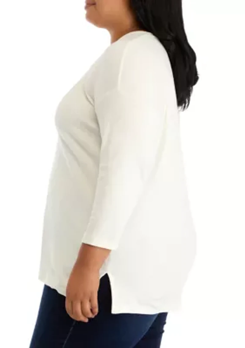 Plus 3/4 Drop Shoulder Tunic Top