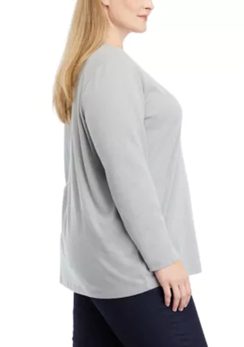 Plus Long Sleeve Holiday Graphic T-Shirt