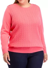 Plus Long Sleeve Cable Knit Sweater
