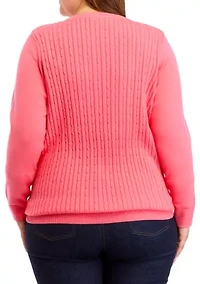 Plus Long Sleeve Cable Knit Sweater