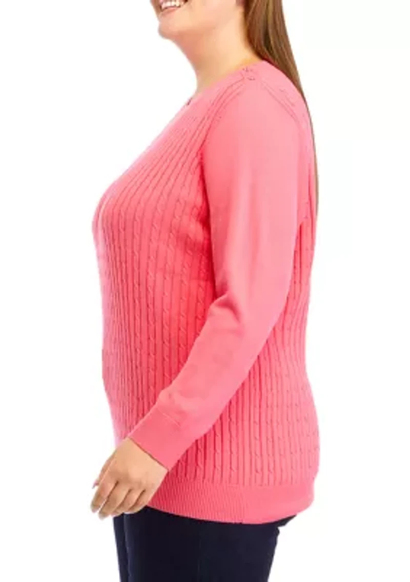 Plus Long Sleeve Cable Knit Sweater