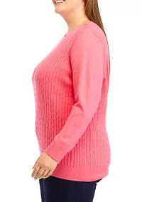 Plus Long Sleeve Cable Knit Sweater