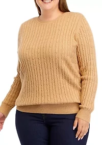 Plus Long Sleeve Cable Crew Sweater