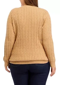 Plus Long Sleeve Cable Crew Sweater