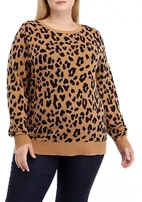 Plus Long Sleeve Jacquard Sweater