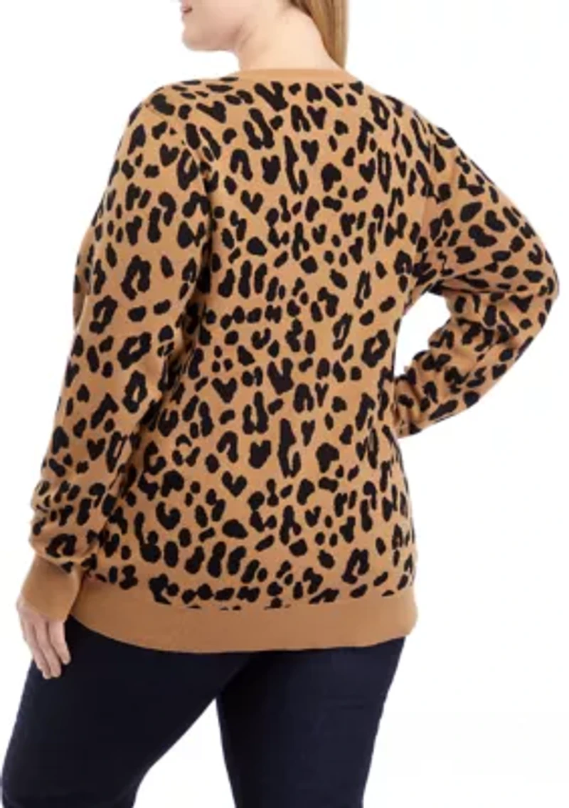 Plus Long Sleeve Jacquard Sweater