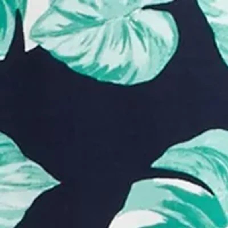 Plus Short Sleeve Crew Neck Allover Print Dress