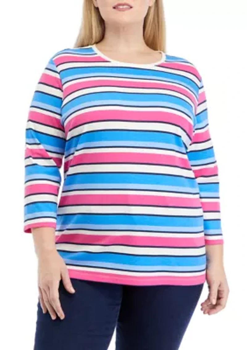 Plus Stripe Printed T-Shirt