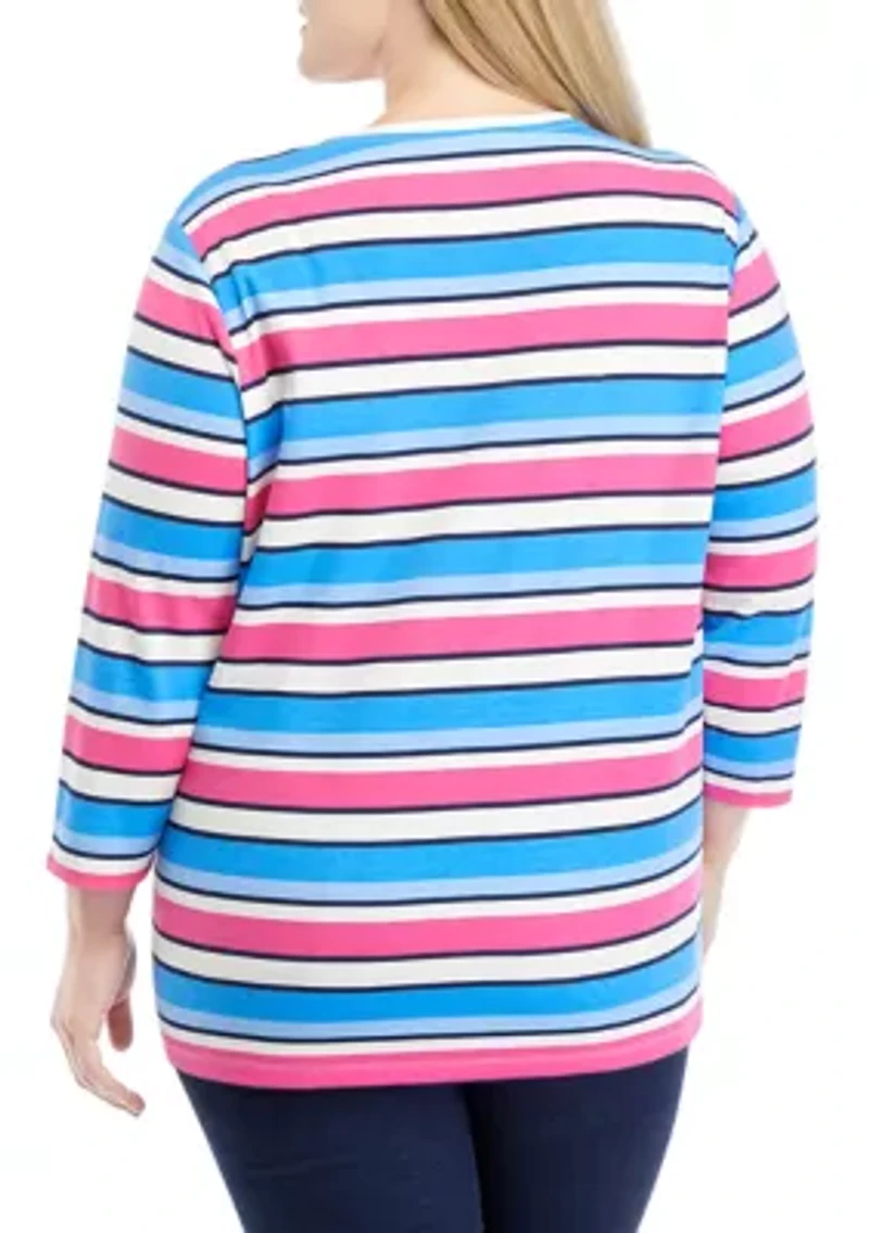 Plus Stripe Printed T-Shirt