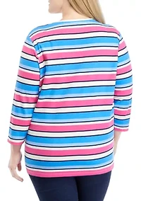 Plus Stripe Printed T-Shirt