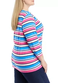 Plus Stripe Printed T-Shirt