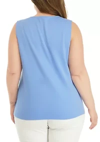 Plus Sleeveless Split Neck Tank Top