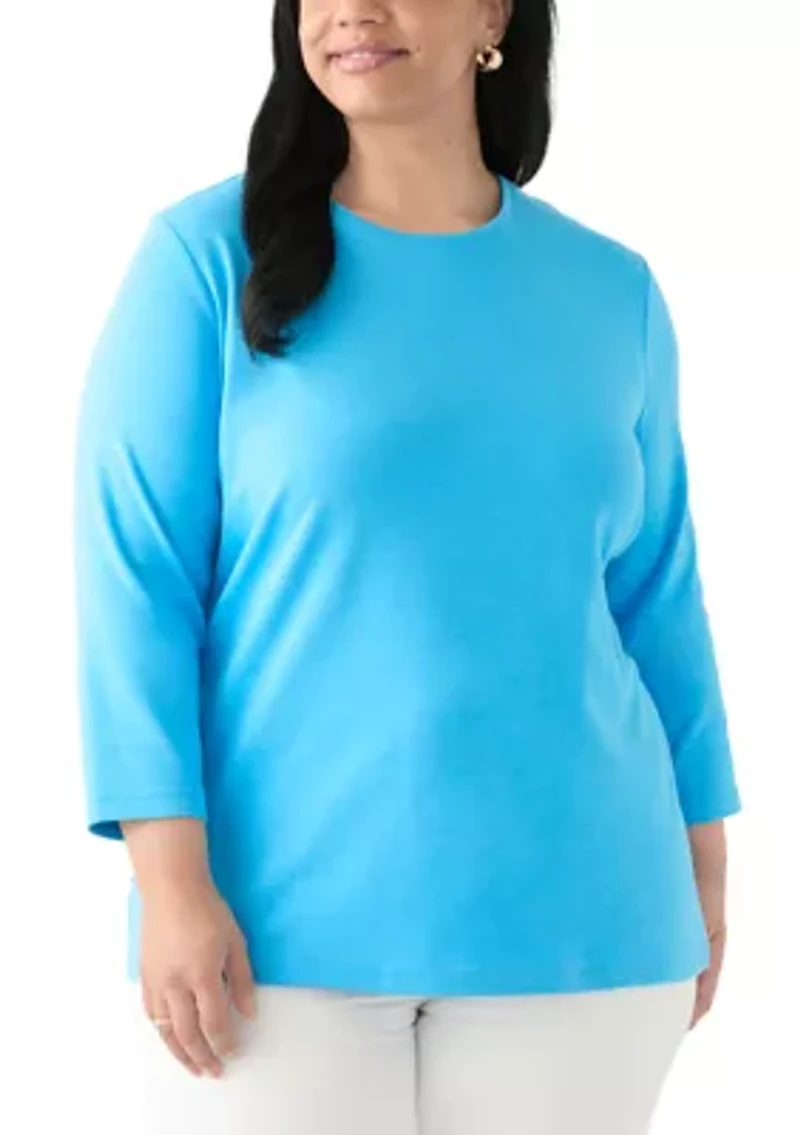 Plus Long Sleeve Crew Neck T-Shirt