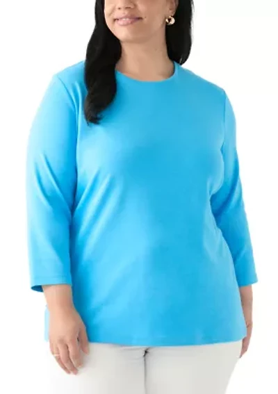 Plus Long Sleeve Crew Neck T-Shirt
