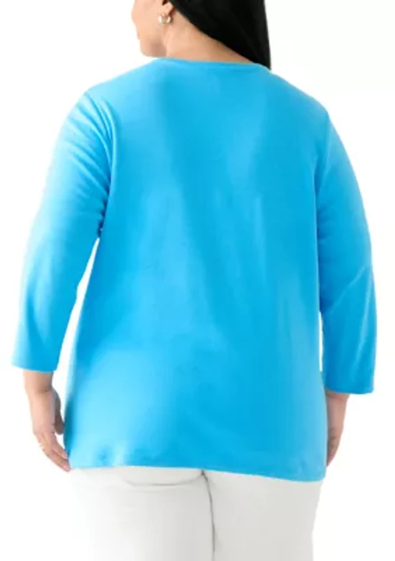 Plus Long Sleeve Crew Neck T-Shirt