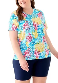 Plus Printed Crew Neck Top