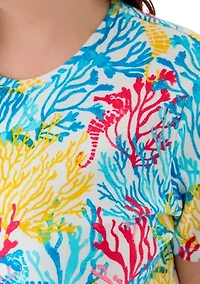 Plus Printed Crew Neck Top