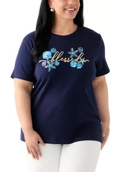 Plus Short Sleeve Crew Neck Graphic T-Shirt