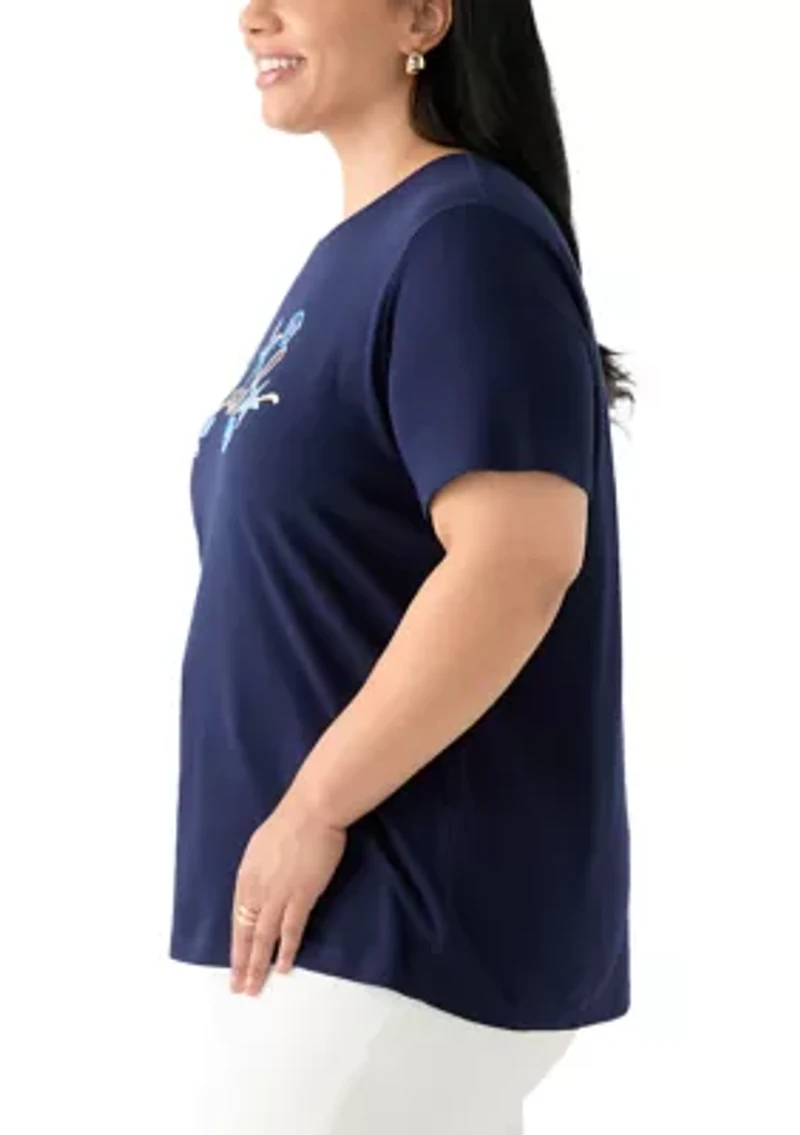 Plus Short Sleeve Crew Neck Graphic T-Shirt