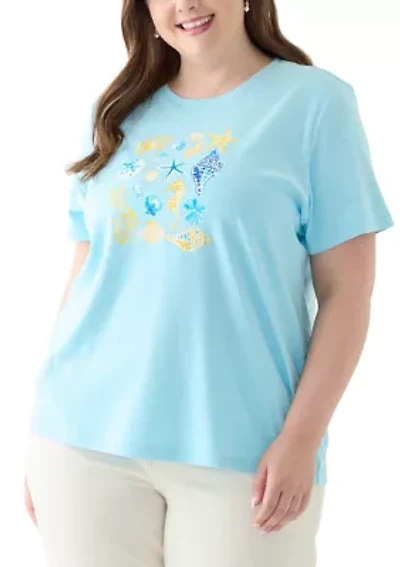 Plus Seashell Graphic T-Shirt