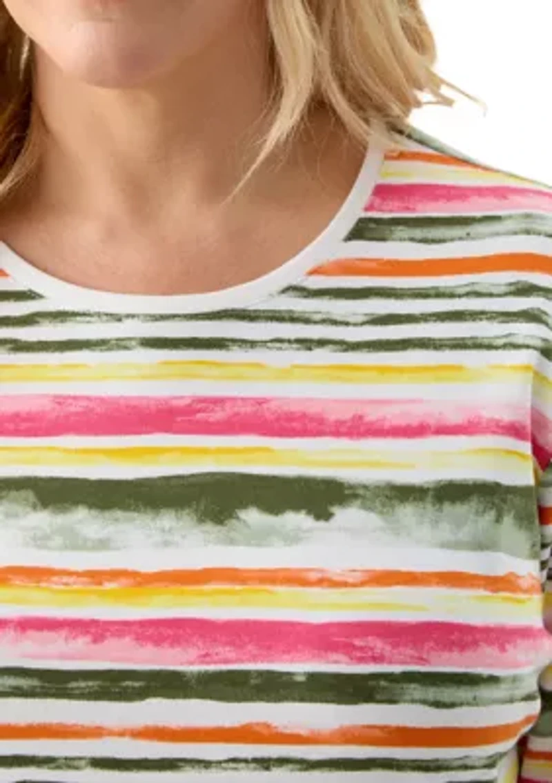 Plus 3/4 Sleeve Printed Shirt