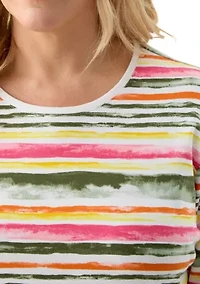 Plus 3/4 Sleeve Printed Shirt