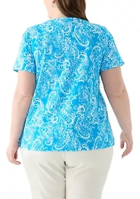 Plus Split Neck Printed Top