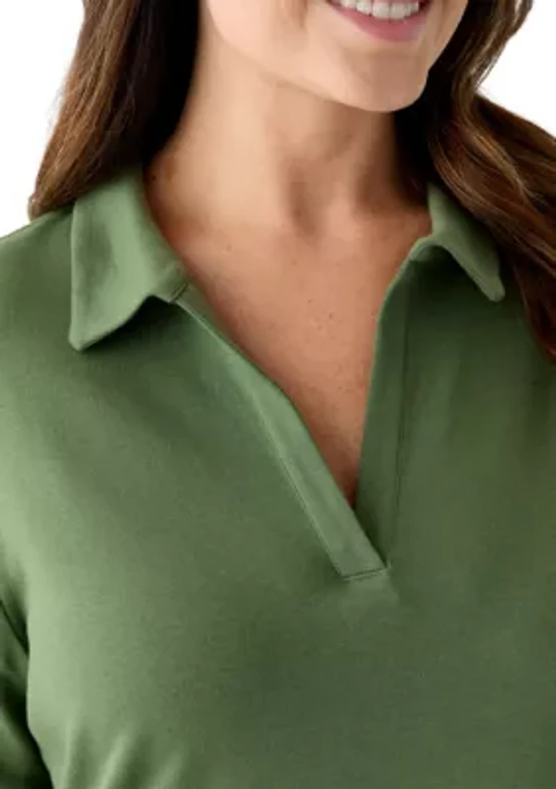 Plus 3/4 Sleeve Polo Tunic Shirt