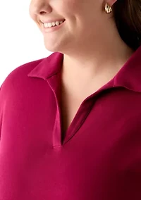 Plus 3/4 Sleeve Polo Tunic Shirt