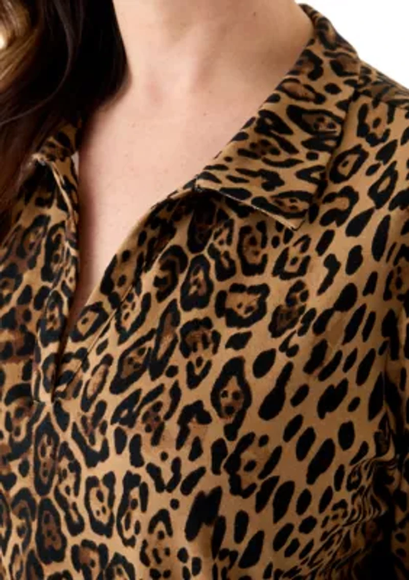 Plus Three-Quarter Sleeve Tunic Printed Shirt