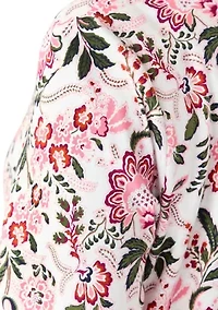 Plus 3/4 Sleeve Split Neck Allover Print Top