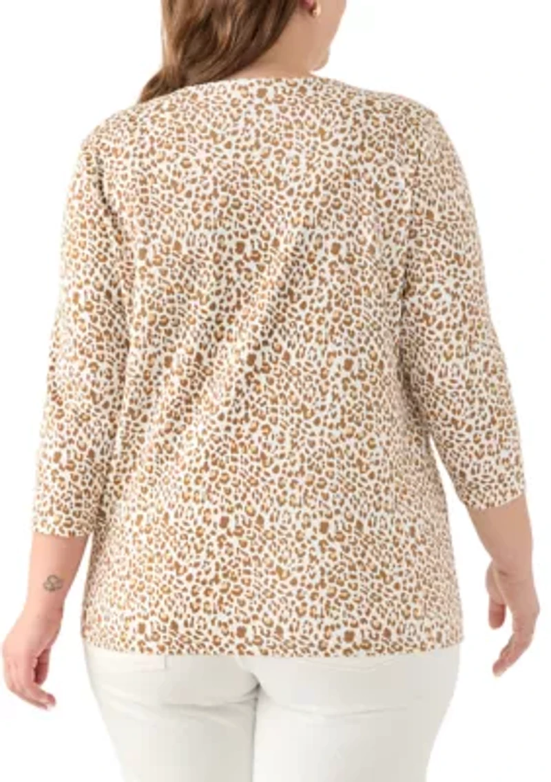 Plus Three Quarter Neck Detail Shirt