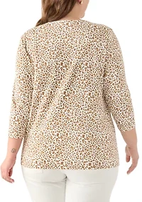 Plus Three Quarter Neck Detail Shirt