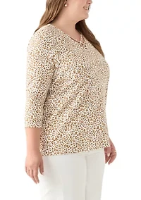 Plus Three Quarter Neck Detail Shirt