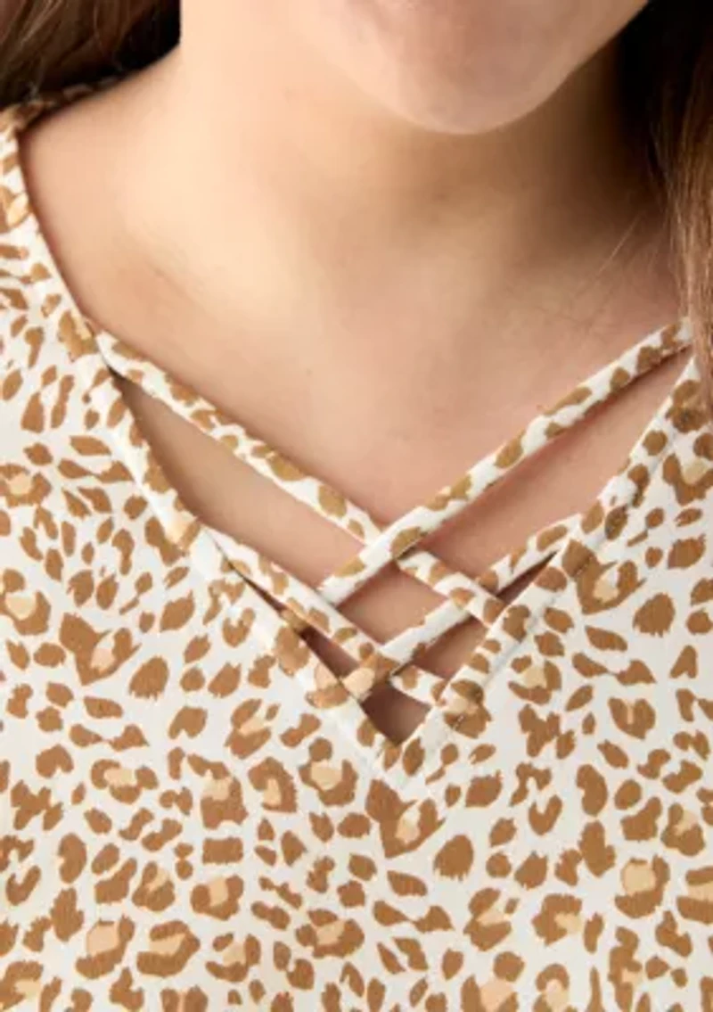 Plus Three Quarter Neck Detail Shirt