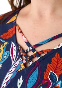 Plus Three Quarter Neck Detail Shirt