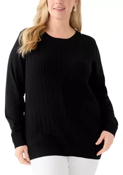 Plus Cable Knit Crew Neck Sweater