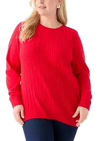 Plus Cable Knit Crew Neck Sweater