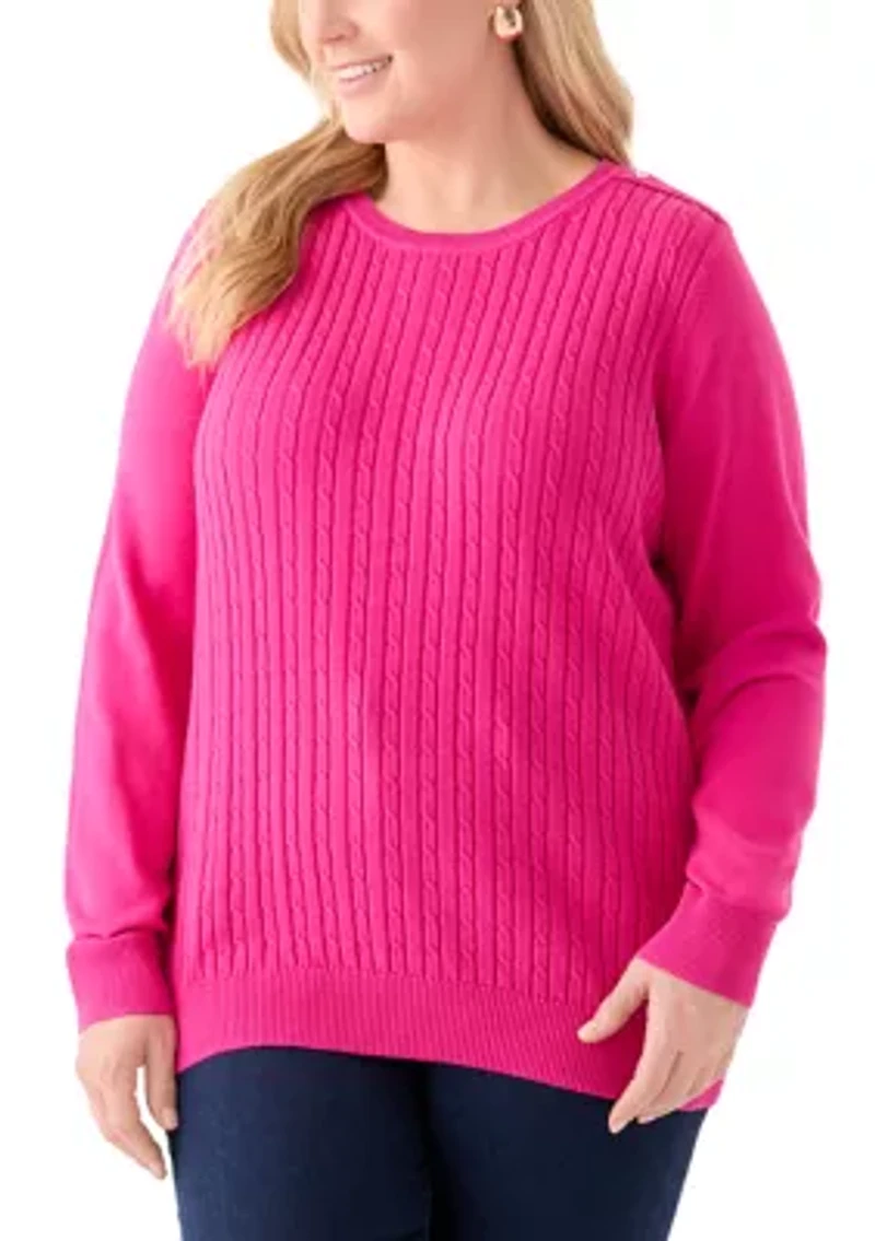 Plus Cable Knit Crew Neck Sweater