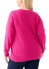 Plus Cable Knit Crew Neck Sweater