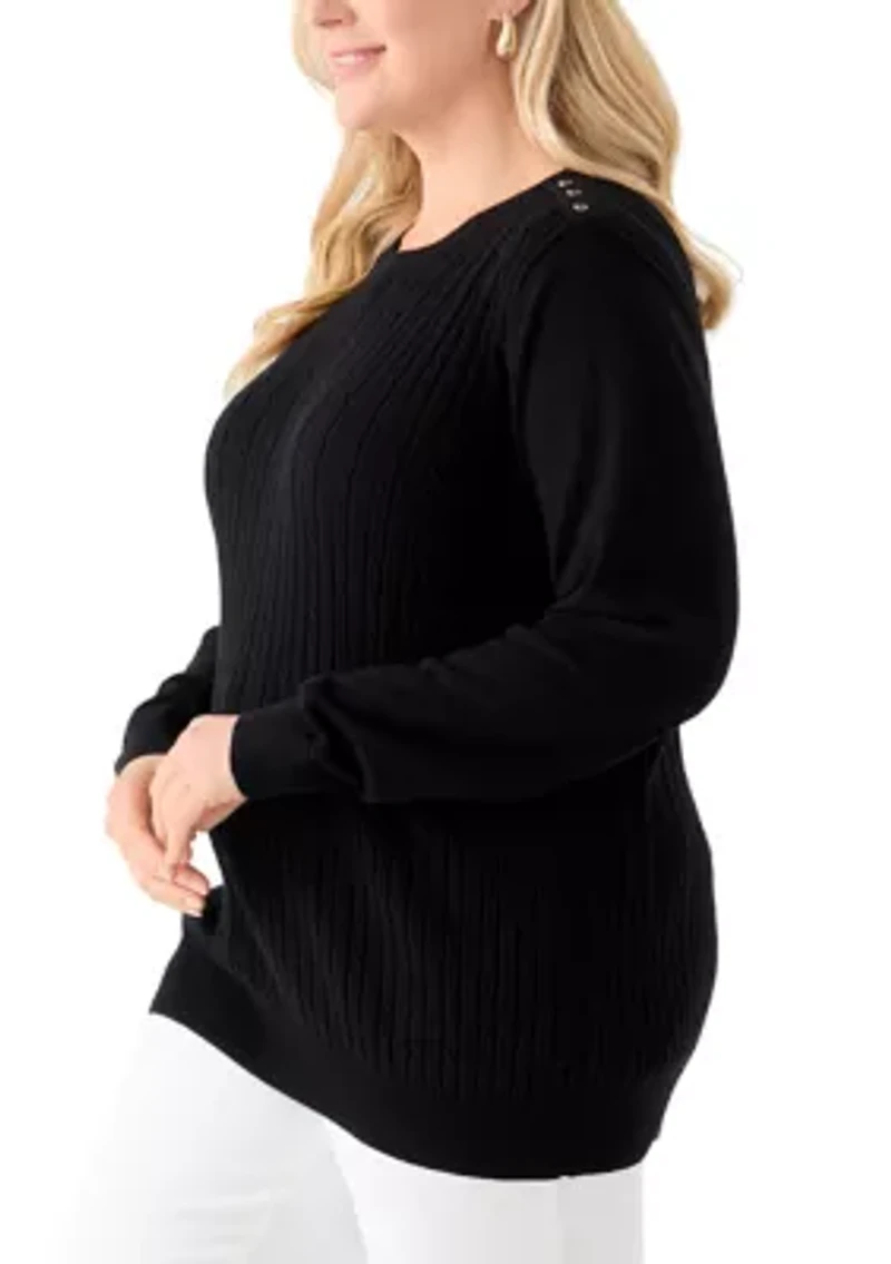 Plus Cable Knit Crew Neck Sweater