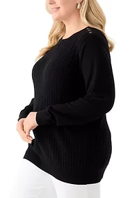 Plus Cable Knit Crew Neck Sweater
