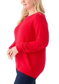 Plus Cable Knit Crew Neck Sweater