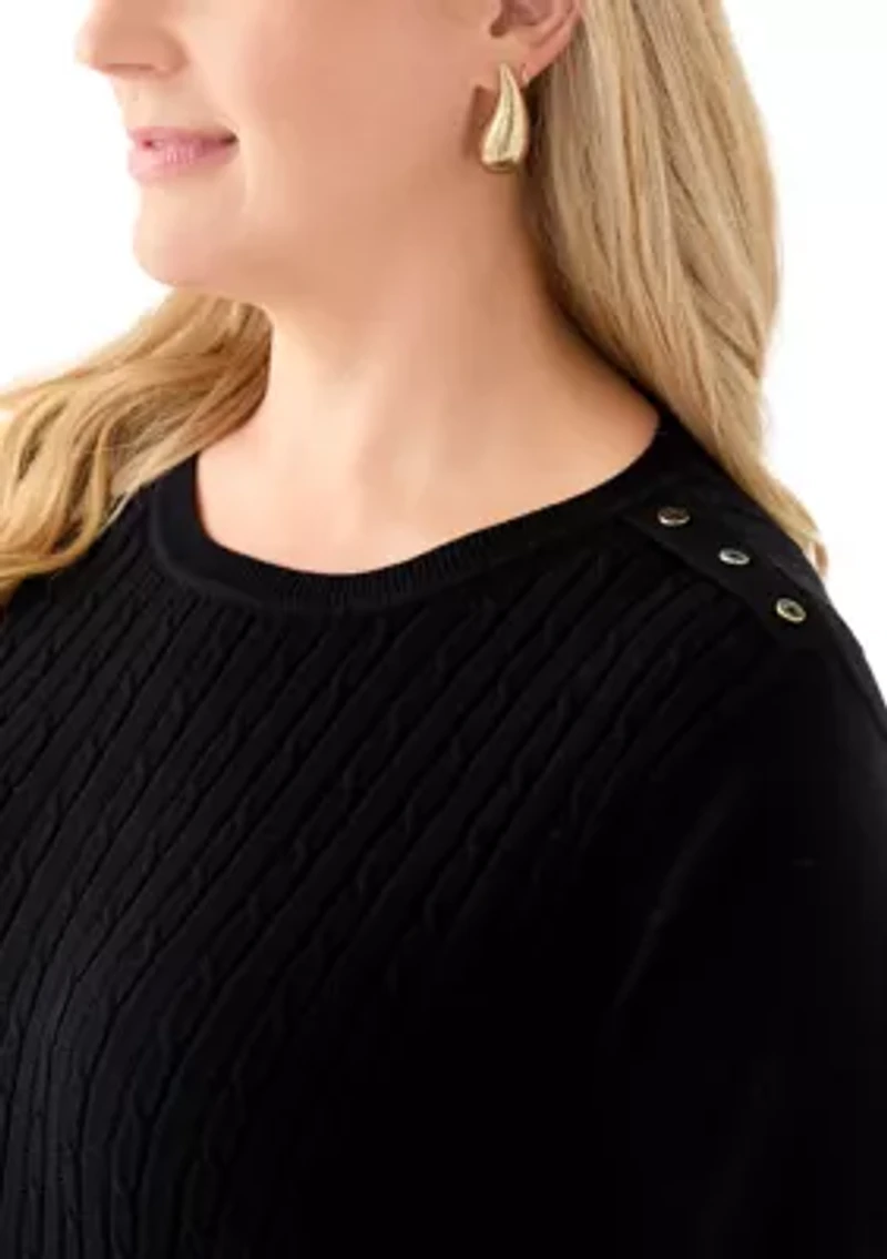 Plus Cable Knit Crew Neck Sweater
