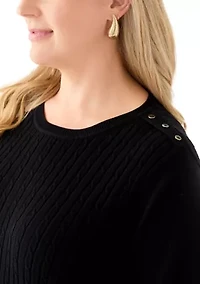 Plus Cable Knit Crew Neck Sweater