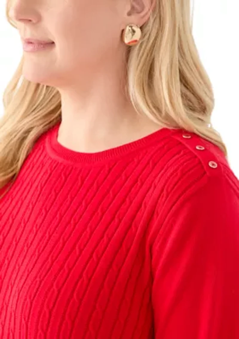 Plus Cable Knit Crew Neck Sweater