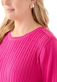 Plus Cable Knit Crew Neck Sweater
